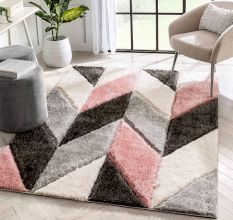 Modern Grey Geometric Bedroom Rug